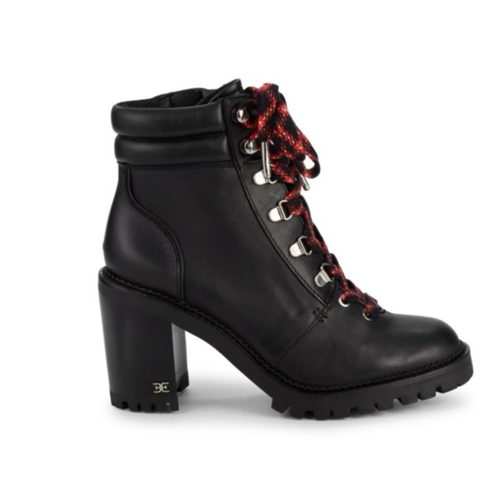 Sam Edelman Sade Stacked Heel Leather Combat Boots